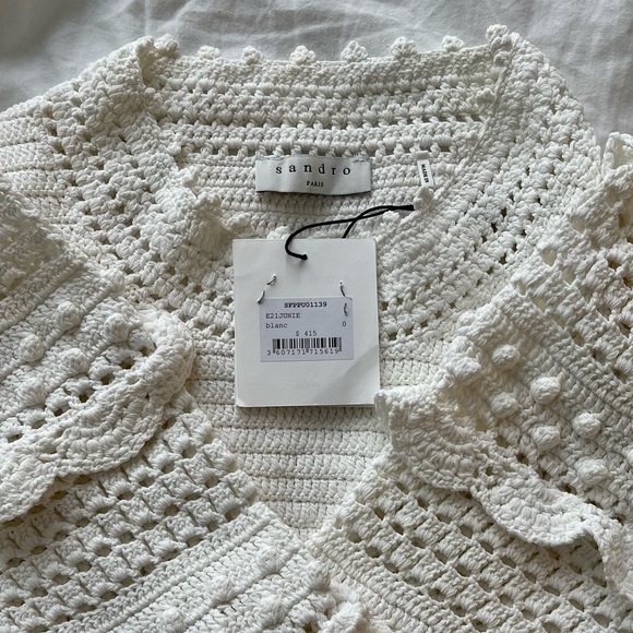 sandro long sleeve knit sweater new in white size 0 - Picture 3 of 3